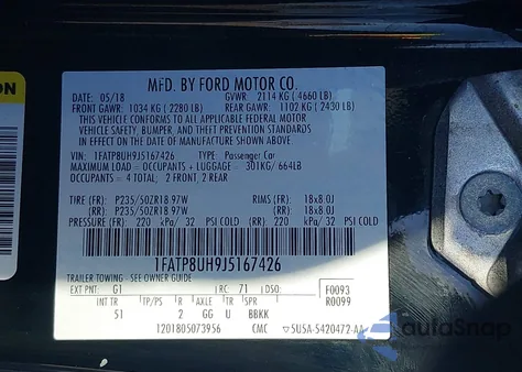 2018 Ford Mustang Ecoboost Premium из США, поврежденный, VIN 1FATP8UH9J5167426